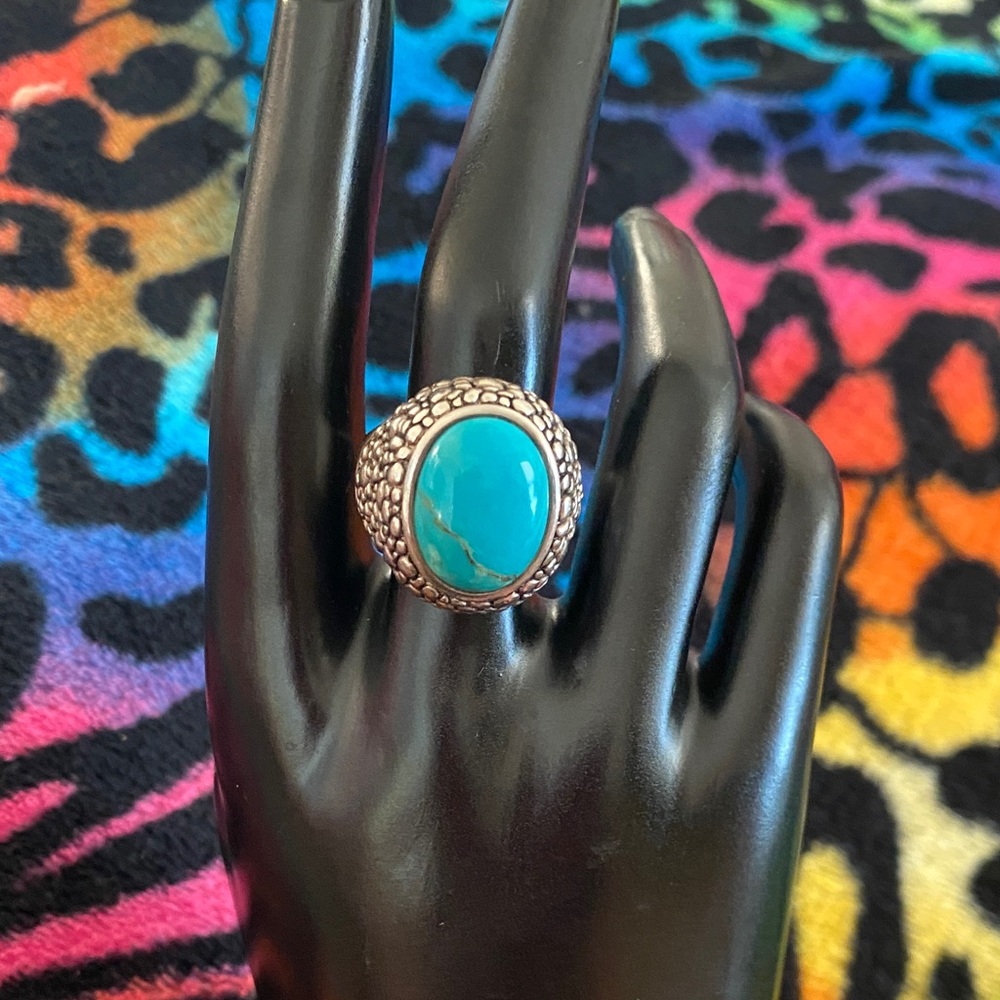 Turquoise Silver Statement Ring - image 6